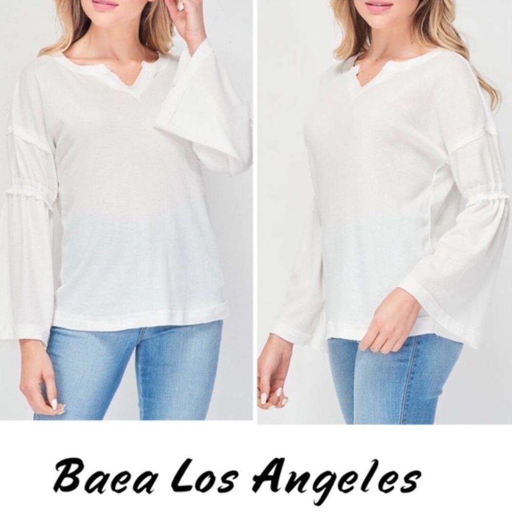 Baea White Flare Sleeve Top